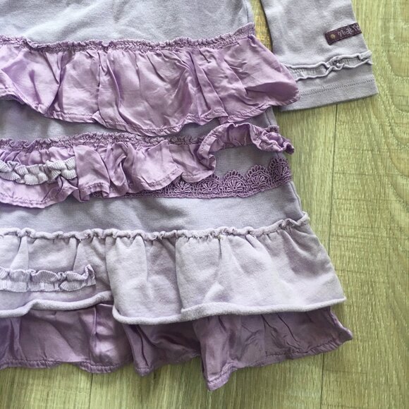 Naartjie Kids Girls Ruffle Layered Long Sleeve Dress Tunic Sz 4 Purple - Picture 4 of 7